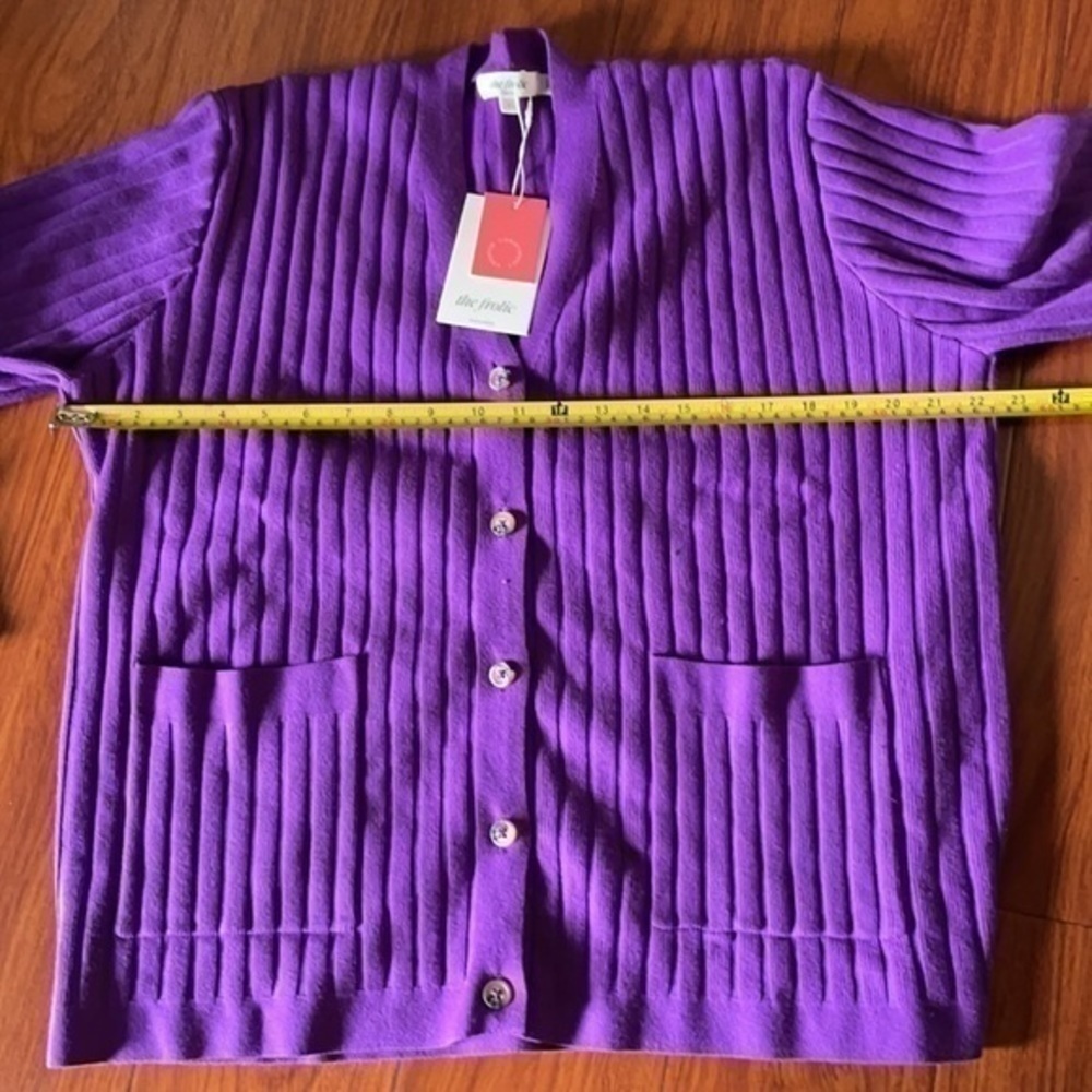 NWT The Frolic Maternity soft ribbed cardigan in purple set coord size 6 US - Picture 6 of 13